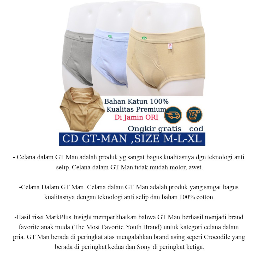 GT Man - 3 pcs Celana Dalam Pria - Pakaian Dalam Pria - 3 warna