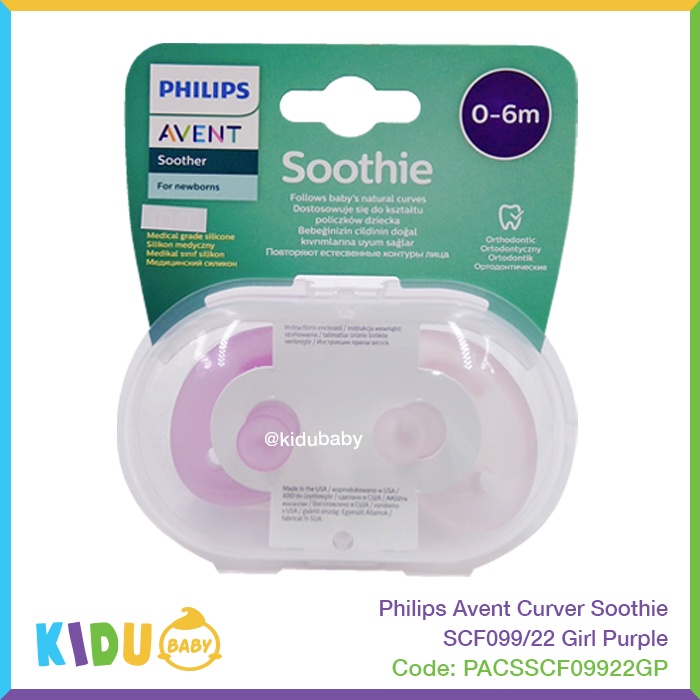 Philips Avent Curver Soothie SCF099/22 Girl Purple Empeng Bayi Kidu Baby