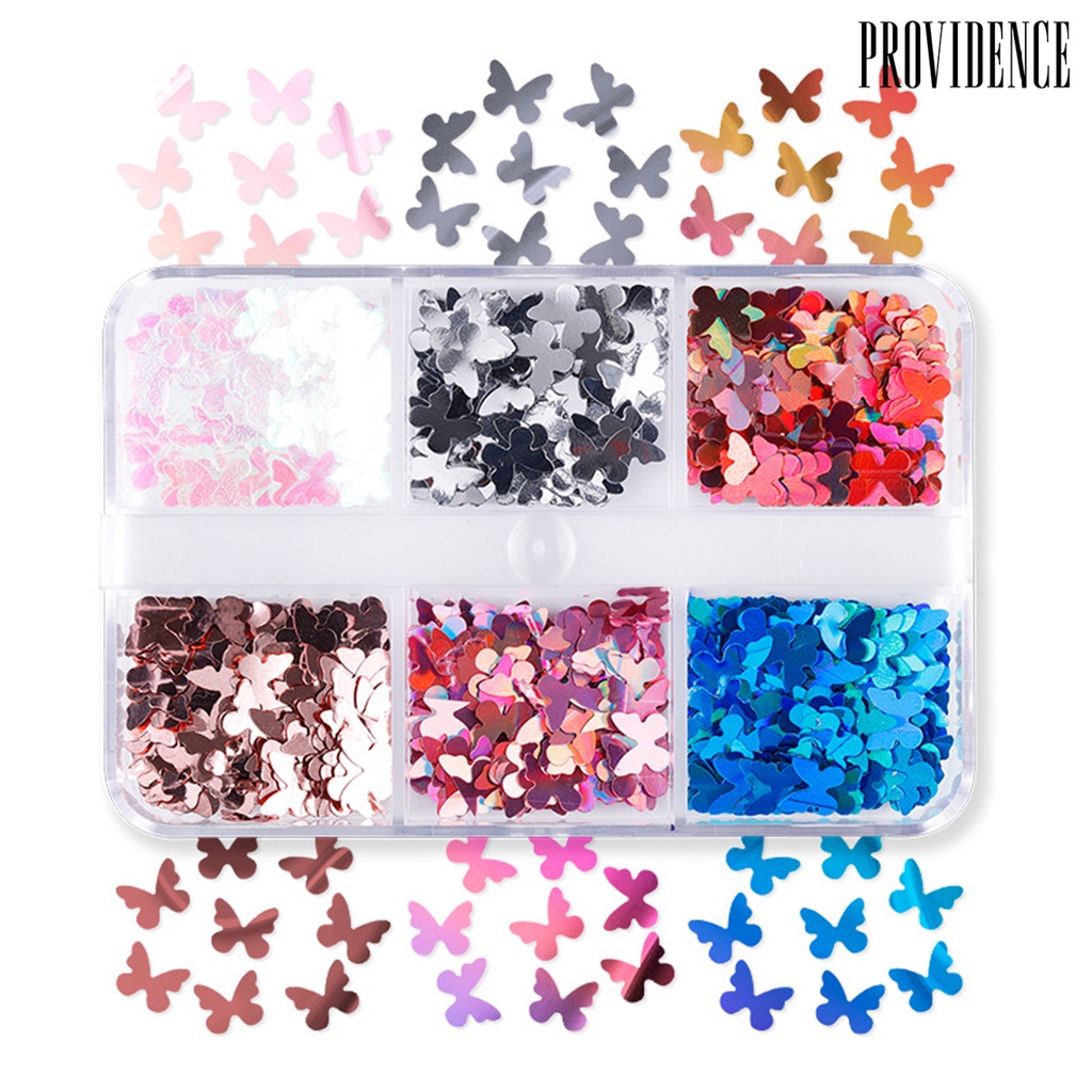 6 Grid / Box Sequin Bentuk Kupu-Kupu Untuk Nail Art Butterfly