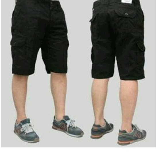 Celana Kimpul Celana Pria Cargo Celana Pendek Pria 3/4 Cargo Hitam Size 27-38