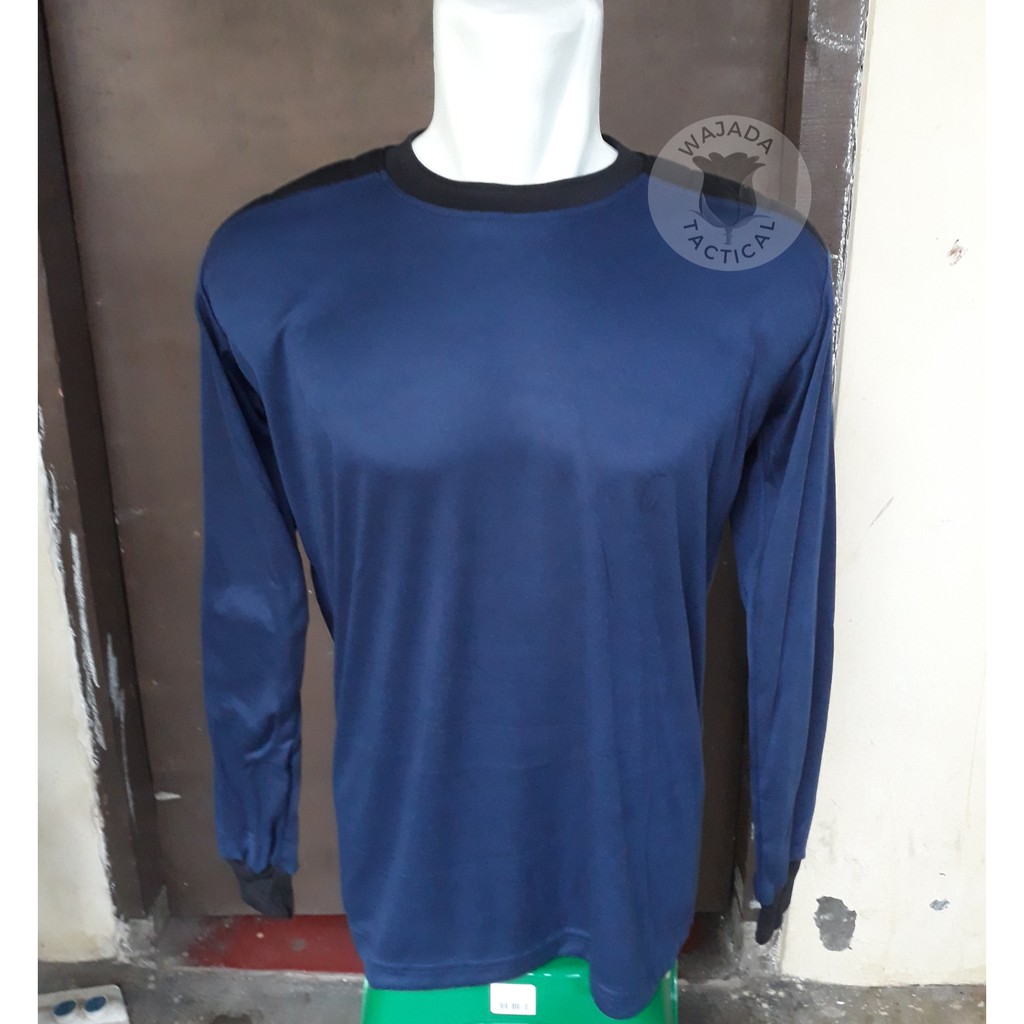 Kaos PDL Lapangan Biru Dongker PMR Kaos Panjang Busa Pramuka Security Satpam Hansip