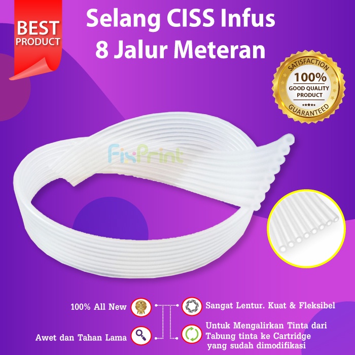 Selang Infus CISS 6 / 8 Jalur Per Meter Printer Epson 1390 R1390 T60 T1100