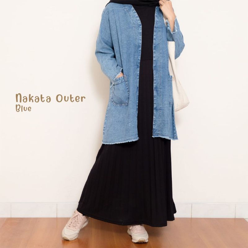 outer jeans - long outer - long outer jeans - cardigan jeans - jaket jeans wanita - outer oversize -