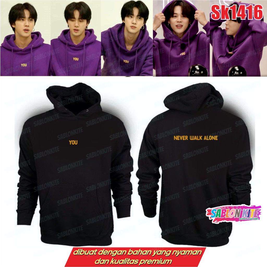 MURAH!!! SWEATER HOODIE JIMIN YOU NEVER WALK ALONE SK1416 UNISEX UNGU TUA ADA