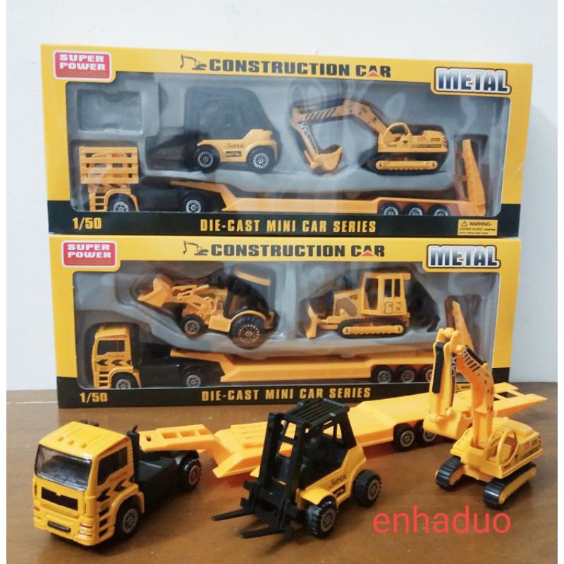 mainan diecast metal construction truck