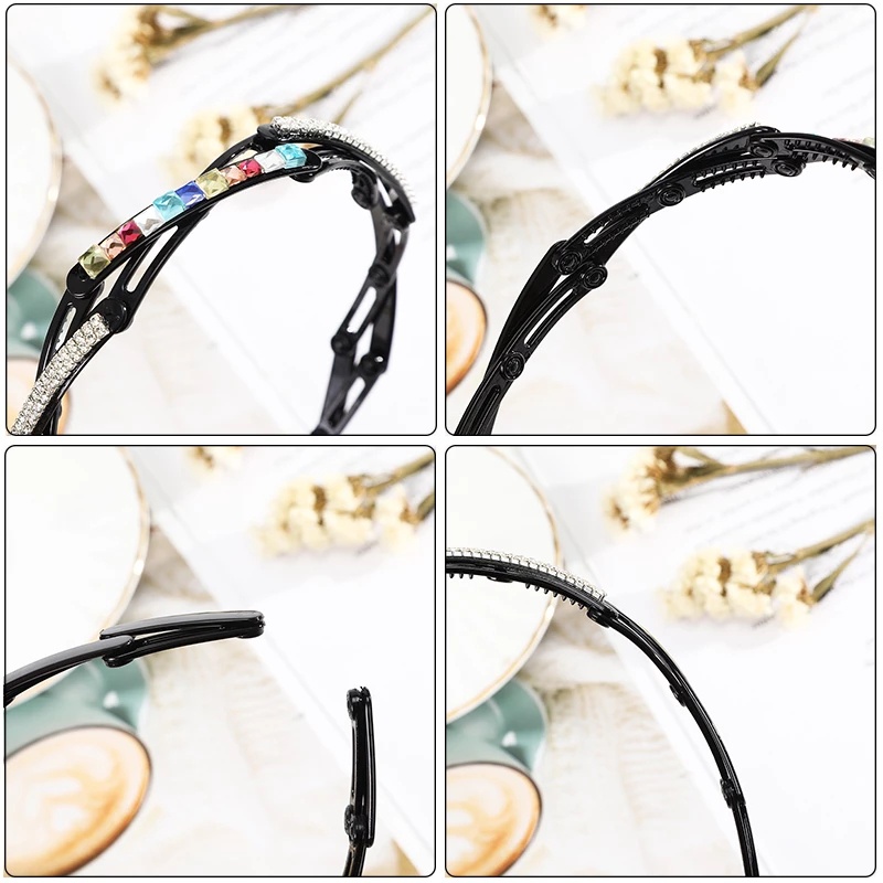 Korean Telescopic Folding Pearl Rhinestone Headband for Women Portable Fashion Face Wash Hairband Girls Hair Accessories