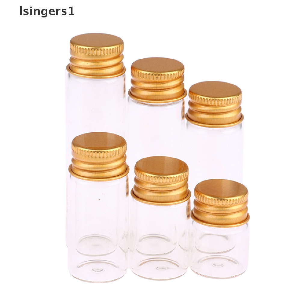 (lsingers1) 10pcs Botol Kaca Kecil 5 / 7 / 10 / 14 / 18 / 20ML Dengan Tutup