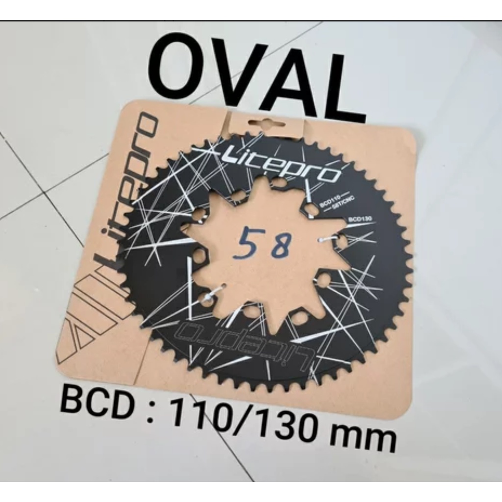 Chainring LITEPRO OVAL 50T 52T 54T 56T 58T BCD 110/130 bisa buat DOUBLE