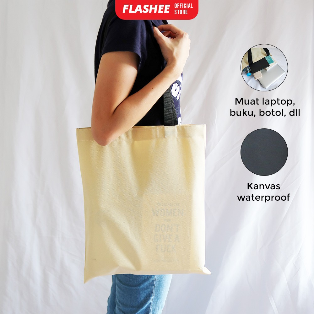 Flashee Tote Bag Kanvas Tote Bag Polos Tote Bag Custom Tote Bag Kuliah Semi Kanvas Tote Pria Wanita