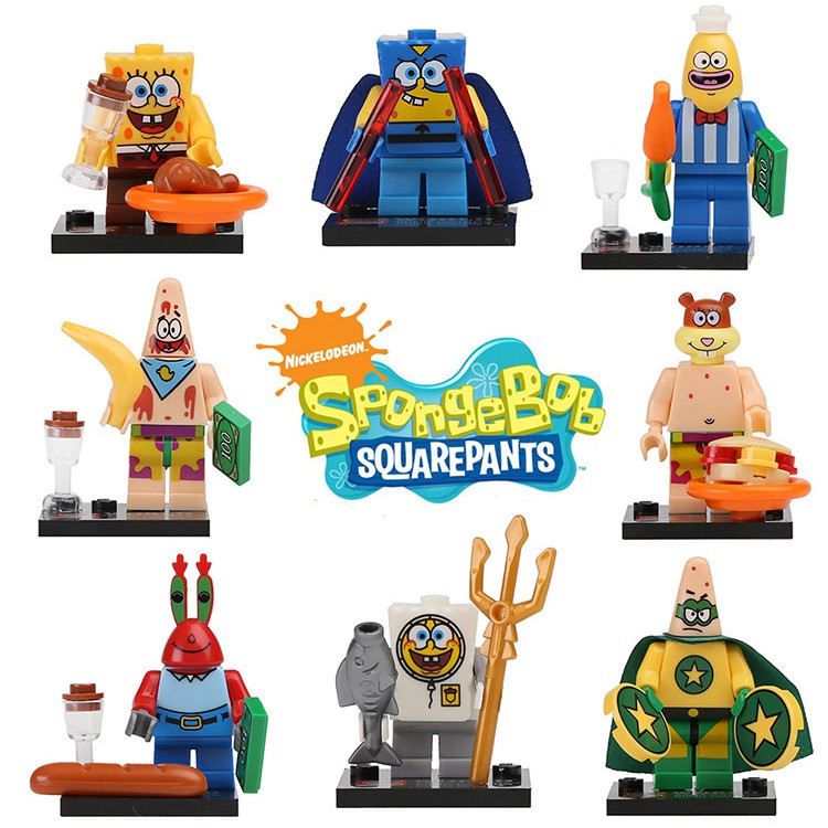 8pcs / Set Mainan Balok Bangun / Susun Model Bentuk Spongebob Squarepants Eg18009