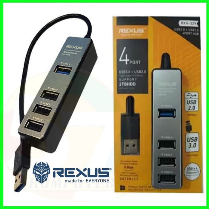 Rexus RXH-329 - USB HUB 4 PORT 1 PORT USB 3.0 + 3 PORT USB 2.0