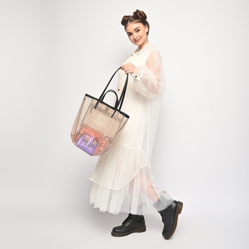 Image of Moozee-Mini Market Bag-Polka Cream #7