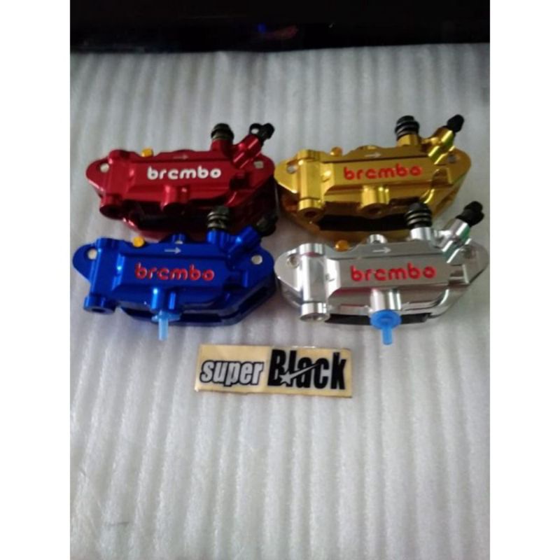 KALIPER BREMBO-KALIPER KEPALA BABI BREMBO 4 PISTON MONOBLOK WARNA BIRU MERAH SILVER GOLD