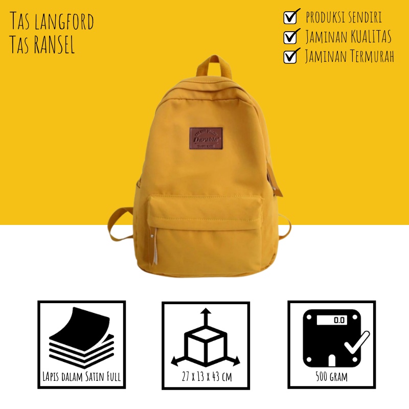 Tas Ransel Pria - Tas Sekolah Kuliah Kerja Remaja Dewasa Model Fashion Korea Stylish Backpack Punggung Bahu Kualitas Premium Import Lokal Original Terbaru Murah Kekinian Besar Bagus Lucu Unisec Perempuan Wanita Cewek Cowok