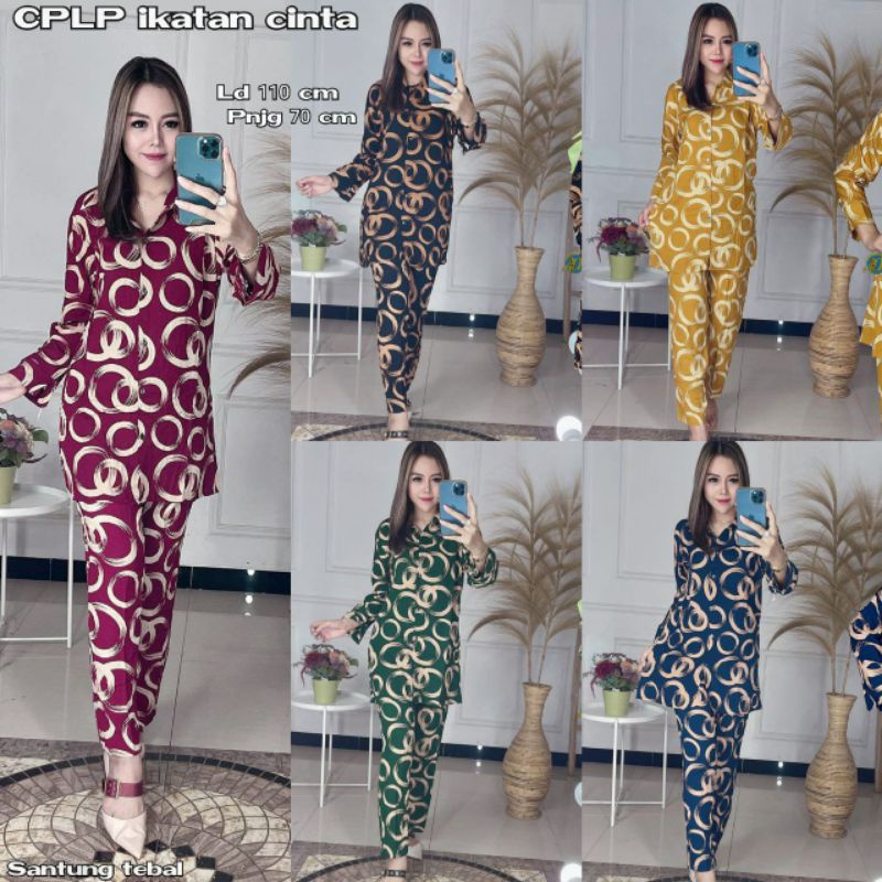 SET.CPLP IKATAN CINTA DEPAN FUL KANCING LEHER KERAH TALI SAMPING LD 110CM PC95CM