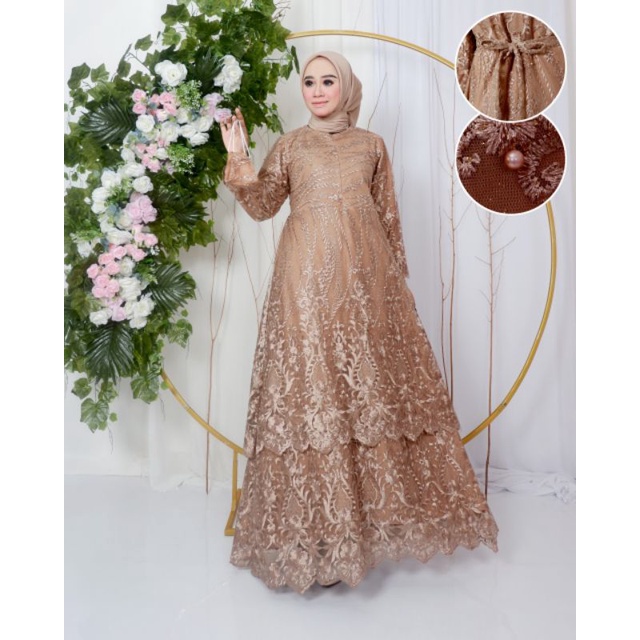 GAMIS TINGKAT KALISTA // BAHAN TILLE BORDIR PREMIUM // KODE DJ