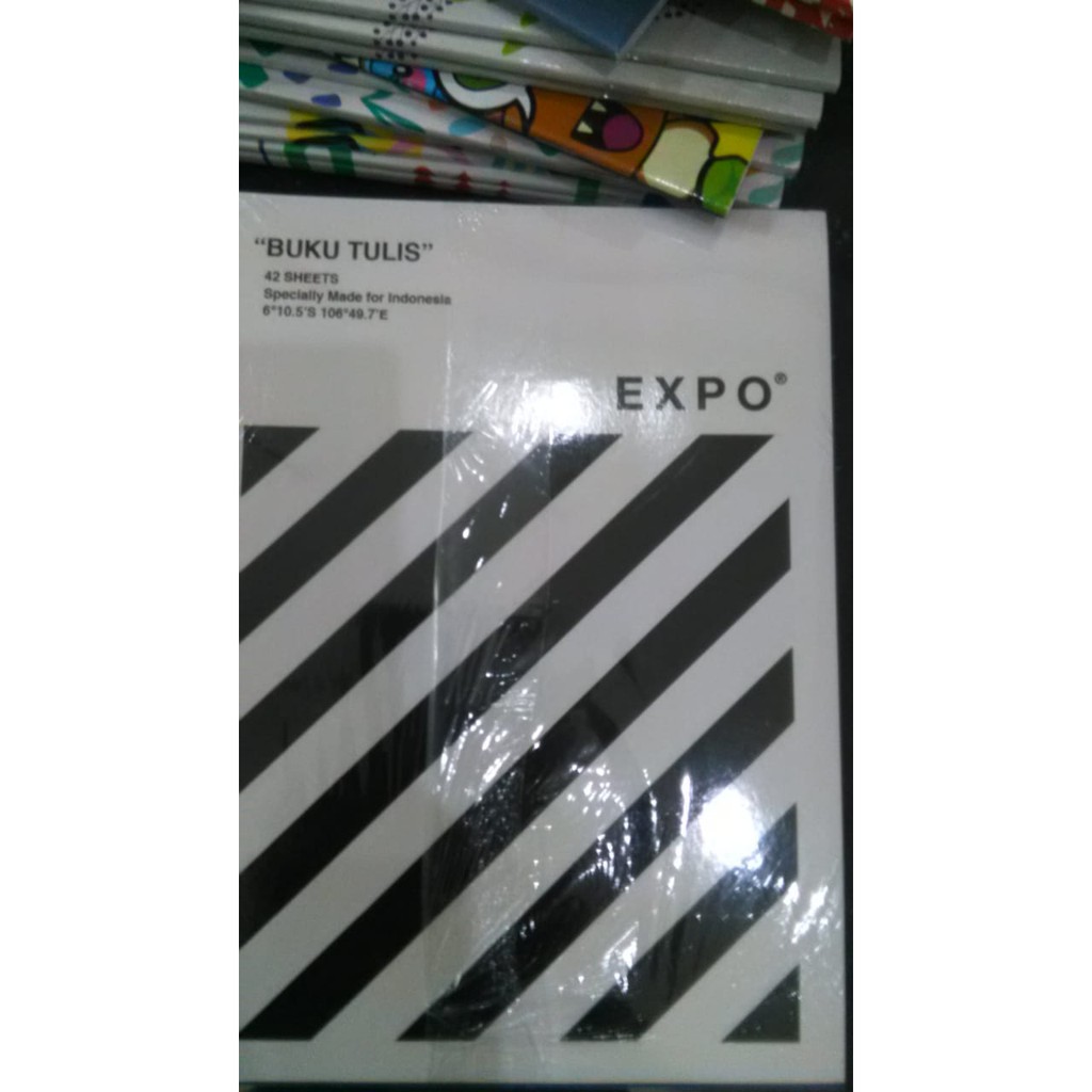 BUKU TULIS BOXY LOCOMOTIF 42 LEMBAR CAMPUS WARNA MOTIF BERGARIS LUSIN ECER GROSIR EXPO NOTEBOOK-Black White Stripes