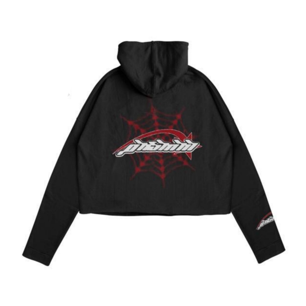 Sweater Hoodie Crop Punishment Spider Black Unisex