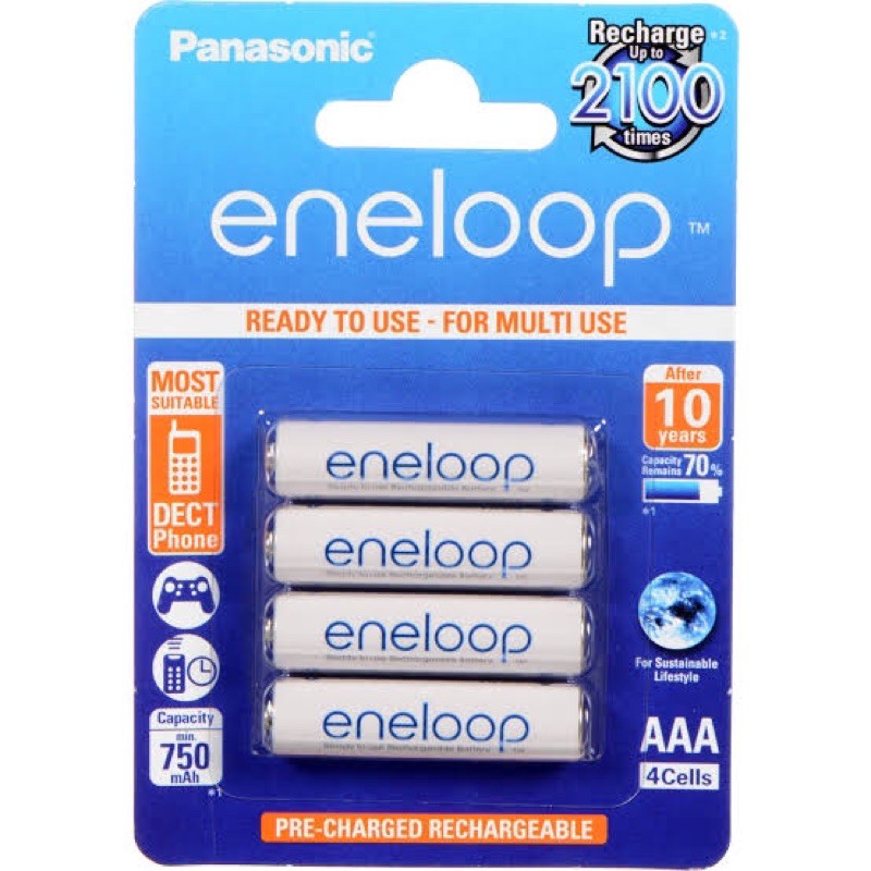 Panasonic Eneloop AAA Rechargeable Battery 800mAh (4PCS) / Baterai Charge AAA