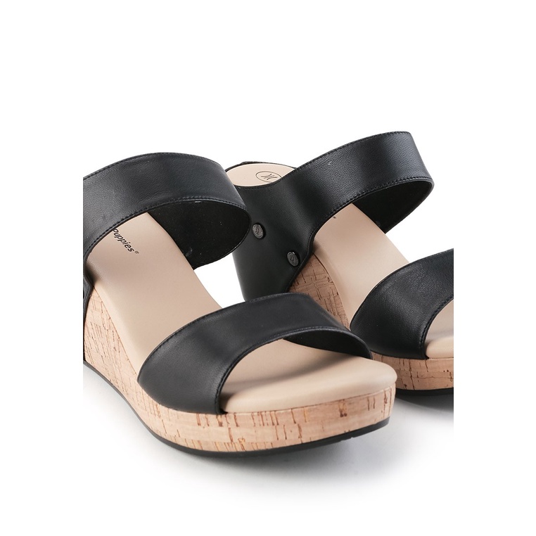 SANDAL WEDGES KULIT HUSH PUPPIES WANITA ORIGINAL TERBARU HITAM HW22