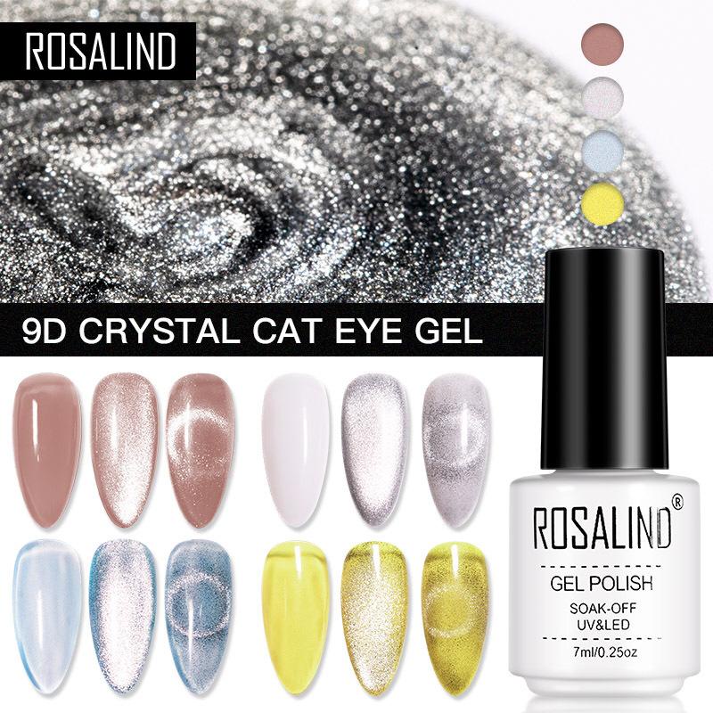 ROSALIND 9D Crystal Cat eye Series Gel Nail Polish UV LED Nail Art / Kutek / Cat Kuku