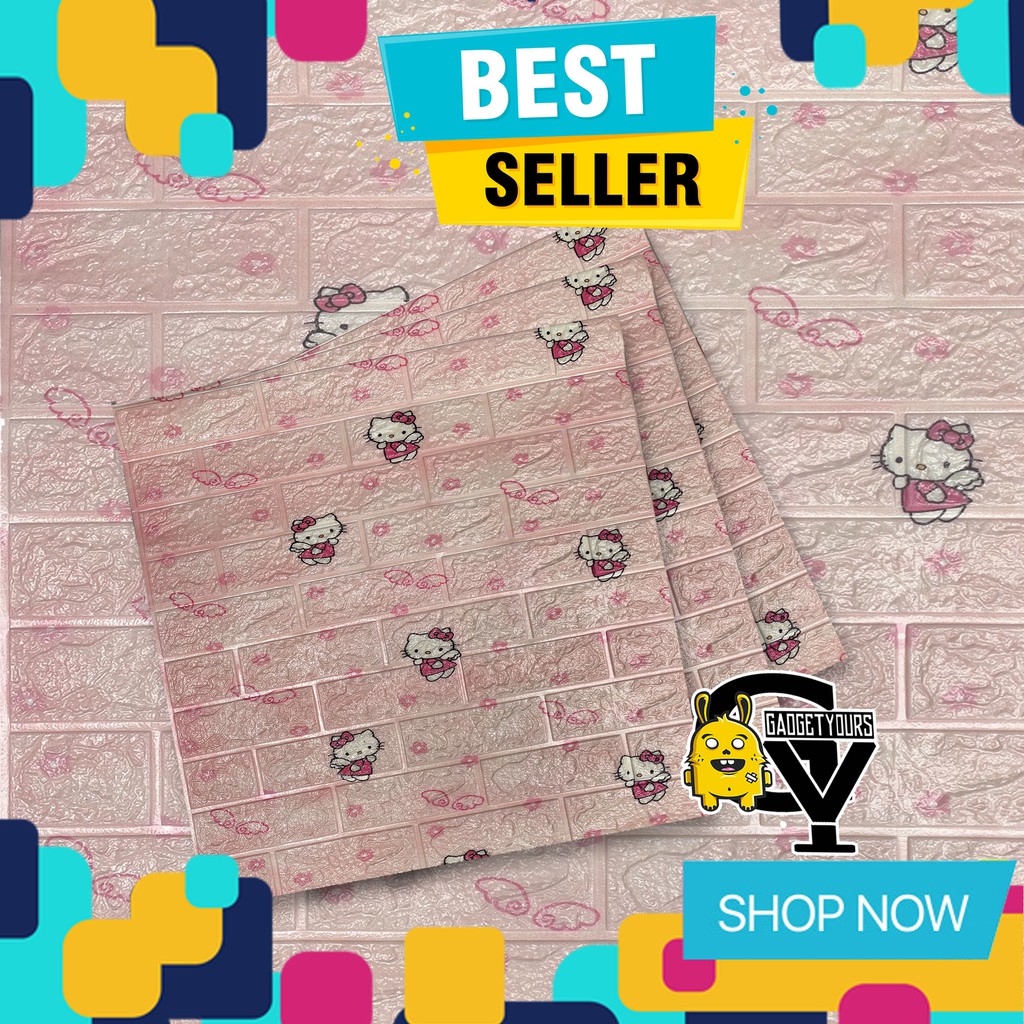 Sticker wallpaper dinding 3d foam Motif Batik Model rumah konsep industrial minimalis modern-HELLOKITTY TEBAL 5MM