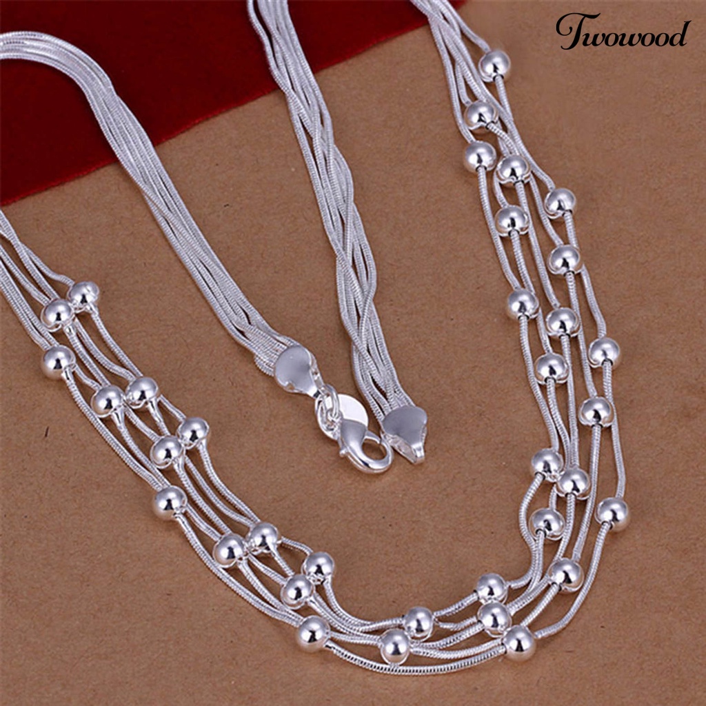 Twowood Five-line Chain Charming Exquisite Copper Fine Workmanship 5 Row Necklace Bracelet Set for Women