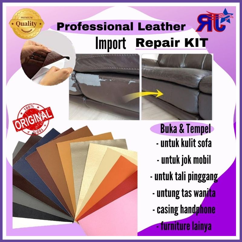 sticker Stiker penambal tambal Leather kulit import melekat tahan air repair kit servis sofa jok ori
