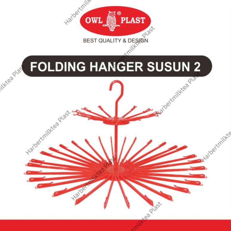 FOLDING HANGER 30 STIK SUSUN 2 OWL PLAST/GANTUNGAN BAJU BAYI PLASTIK/FOLDING HANGER 24 STIK SUSUN 2 