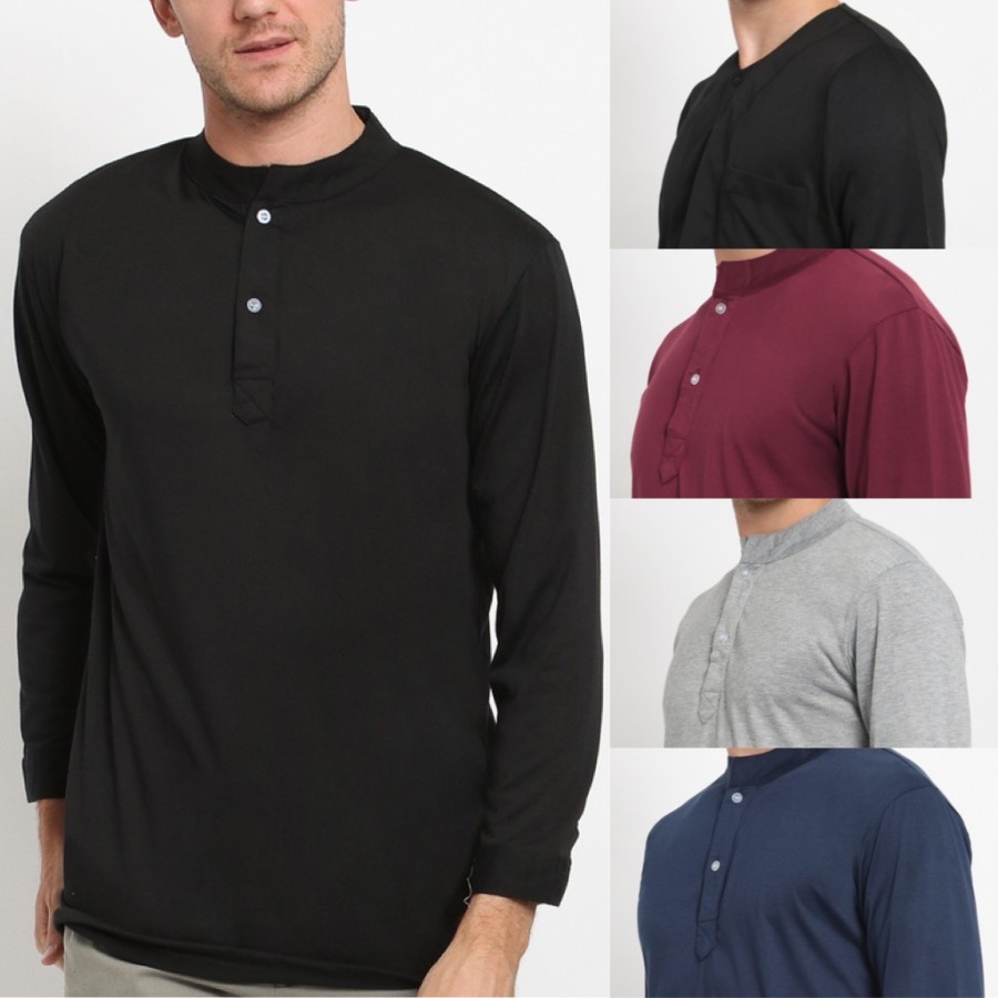 Koko Pria Dewasa Terbaru Baju Lebaran Cowok Distro Murah Atasan Muslim Lengan Panjang Laki-Laki Baha