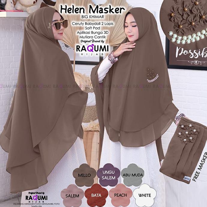 JILBAB HELEN MASKER KHIMAR JUMBO ORI RAQUMI HIJAB TERBARU AGUSTUS