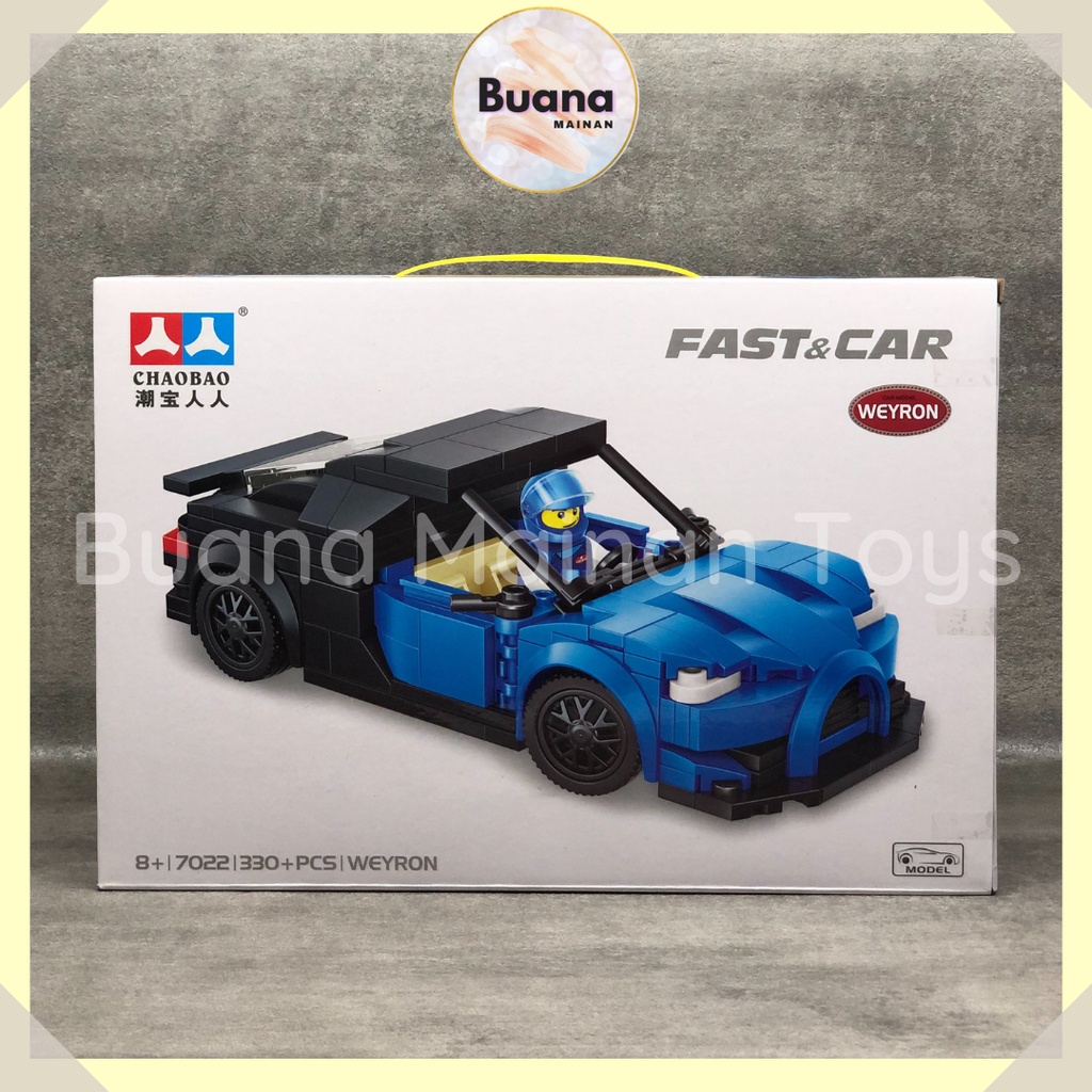 BRICKS CHAOBAO BUGATTI CHIRON MAINAN EDUKASI ANAK COWO CEWE BRICK TOY MOBIL BALAP SPORT CAR BLOCK BALOK 7022