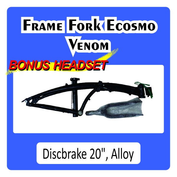 Frame Fork Ecosmo Venom Discbrake 20 inch Alloy Diskbrake db 22 inchi Allumunium  Alluminium