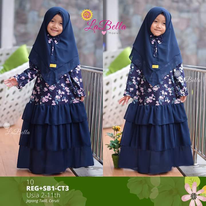 GAMIS ANAK LA BELLA NAVY KATUN JEPANG TWILL, CERUTI REG + SB1 - CT3 - 10