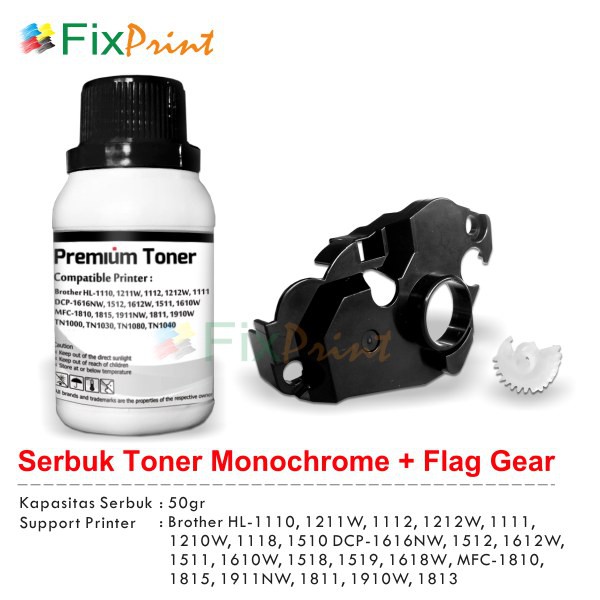 Serbuk Toner + Reset Flag Gear Printer Brother TN1000 Xerox P115 P115w M115w M115z