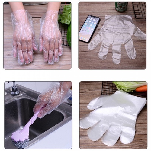 [Isi 100 pcs] Sarung Tangan Plastik (50 PSG) Steril Sekali Pakai / Plastic Hand Glove