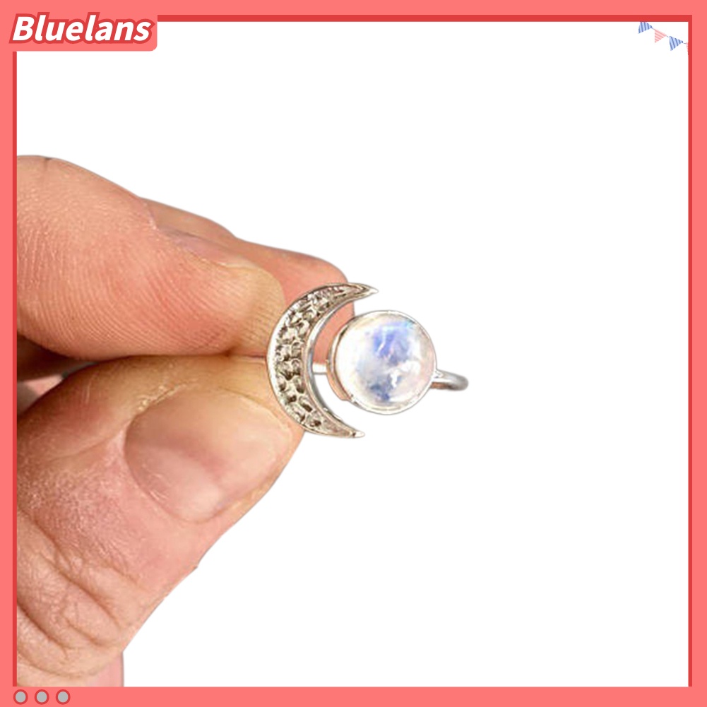 Bluelans Classic Silver Plated Ring Moonstone Sun and Moon Women Jewelry Birthday Gift