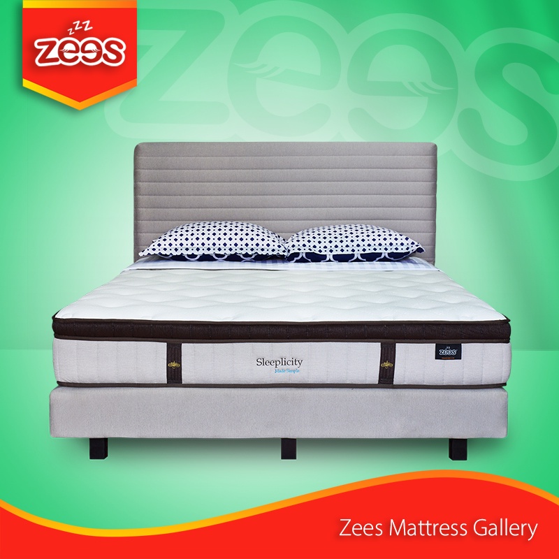 Zees Spring Bed Kasur Sleeplicity 1 off white brown Bedset, Spring