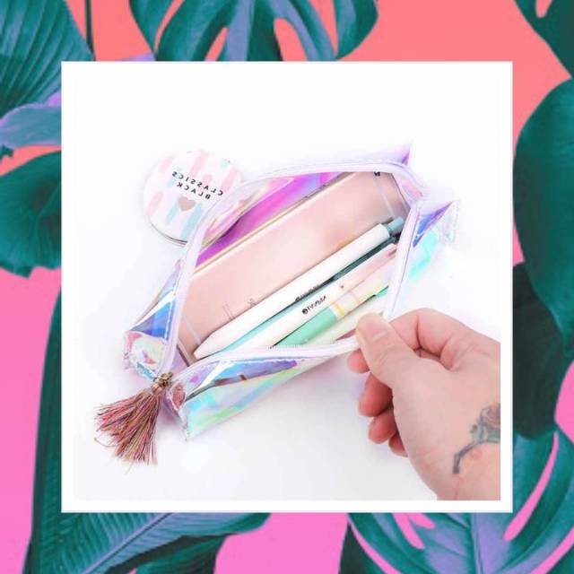 

Transparent laser pencil case tempat pensim bening lucu