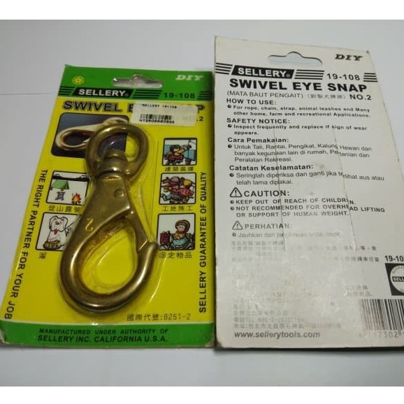 SWIVEL EYE BOLT SNAP TERSEDIA 2 TYPE/HOOK CANTOLAN GANTUNGAN KUNCI MOTOR SERBAGUNA KUNINGAN BERKUALI