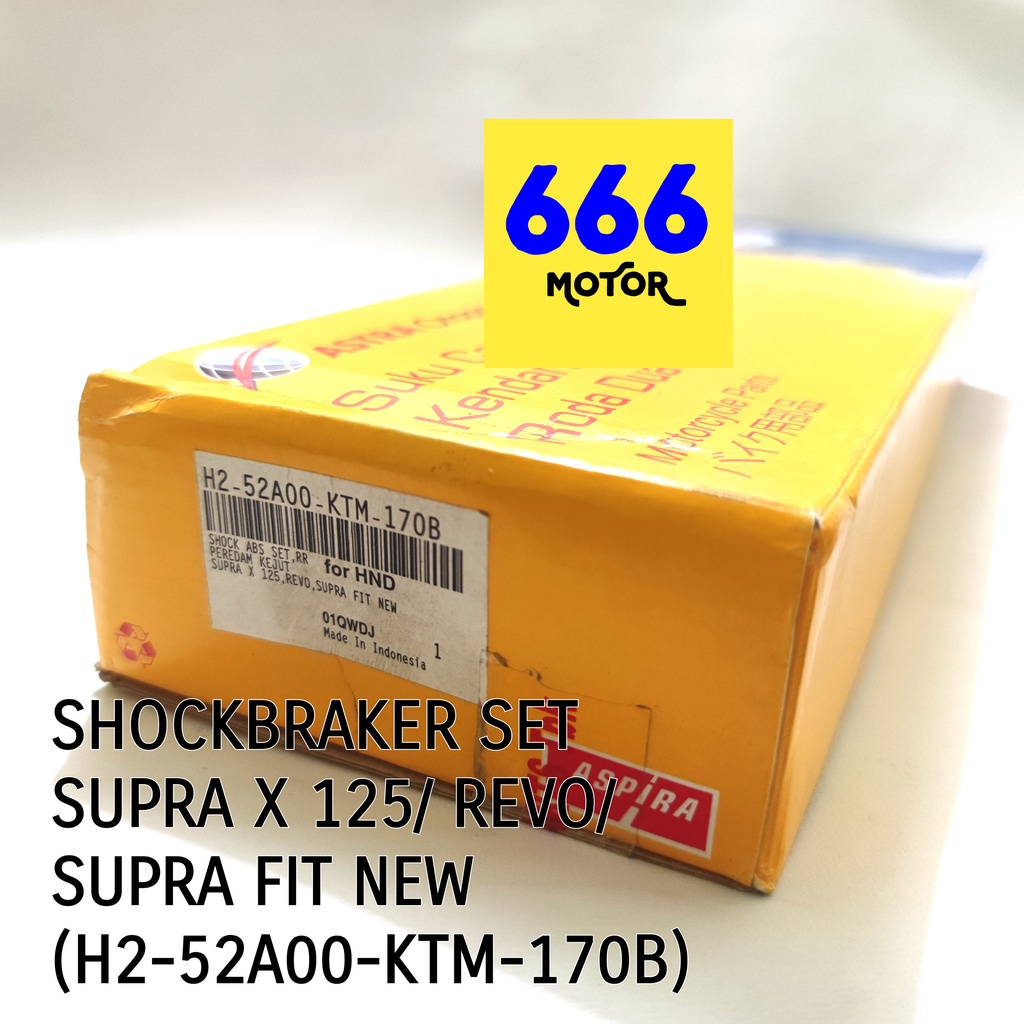 SHOCKBRAKER SHOCK BELAKANG (SET) SUPRA X125 / SUPRA FIT NEW / REVO (H2-52A00-KTM-170B) ASPIRA