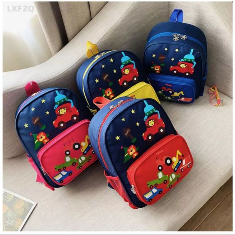 Tas ransel sekolah anak laki-laki dan perempuan PAUD TK SD motif CAR