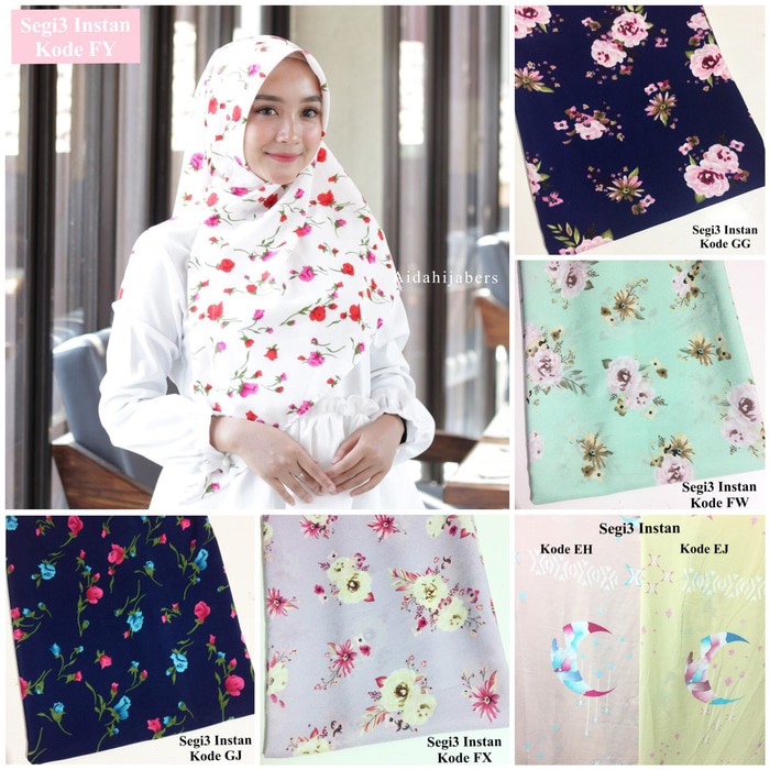 TERBARU - HIJAB SEGI3 INSTAN / SEGI EMPAT INSTAN MOTIF / SQUARE MOTIF / JILBAB HIJAB MOTIF