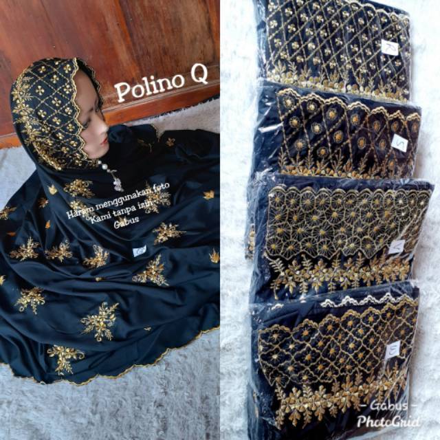 Mukena Bordir Terusan Bahan Katun Polino Hitam. Wa: 081548551330
