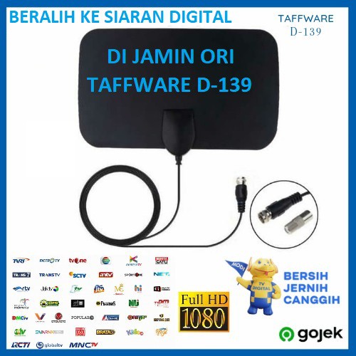 TAFFWARE Antena TV Indoor Digital LED LCD DVB-T2 4K High Gain 25dB TFL-D139 100% ORIGINAL