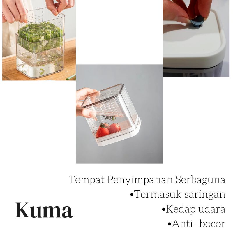 Kontainer Makanan Vakum Kulkas dengan Saringan Aesthetic Kedap Udara Anti Bocor