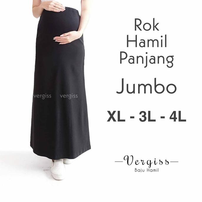 PAKAIAN IBU HAMIL ROK HAMIL PANJANG JUMBO (HITAM/BLACK) BERKUALITAS