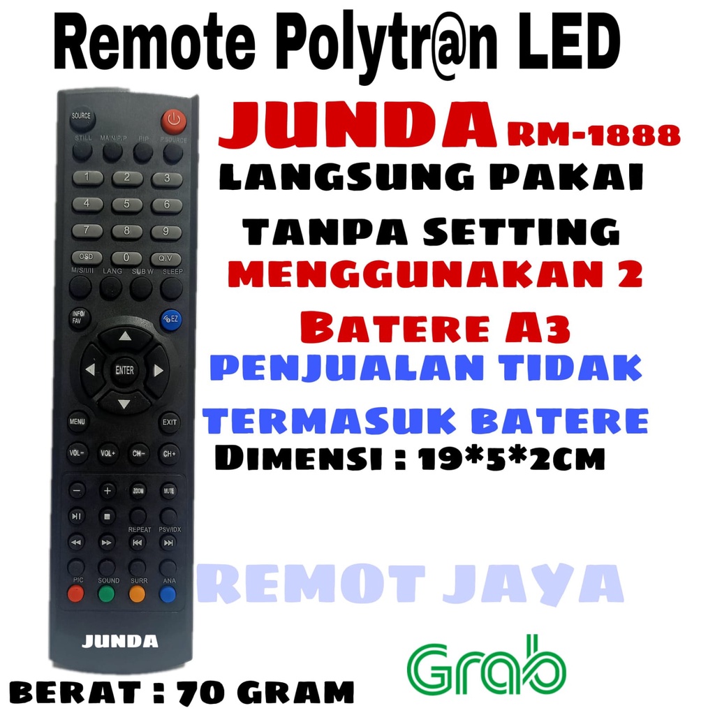 Remote JUNDA POLY 1888 New Remot pengganti untuk Smart TV Android Polytron