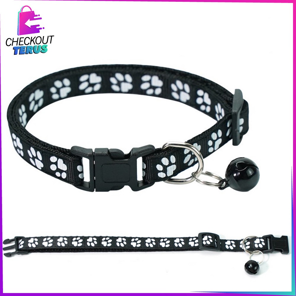 CT C566 Kalung Kucing Lonceng Motif Jejak Kucing Cat Paw Aksesoris Hewan Peliharaan Kalung Lonceng Kucing