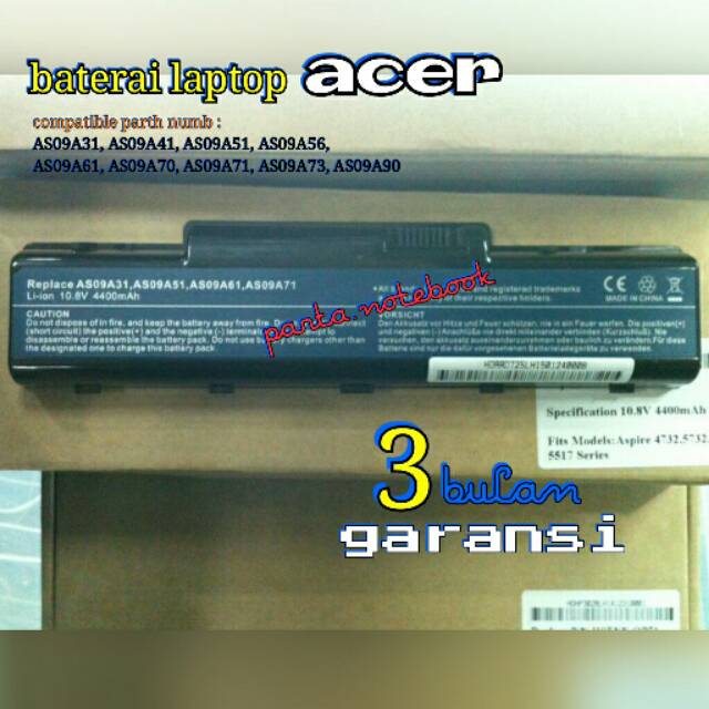 Baterai Laptop ACER Aspire D725 4732, 4732z, 5732, 5732z - eMachines D525, , D620 D520 D252 D720